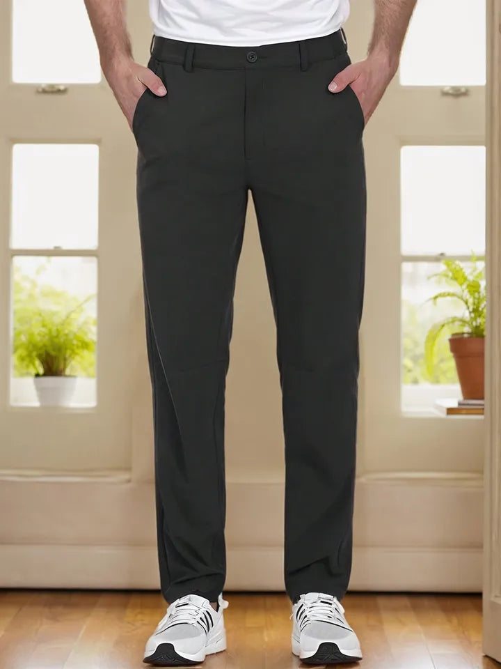 Men’s Stretch Dress Pants – Lightweight Business Trousers with Zipper Pocket