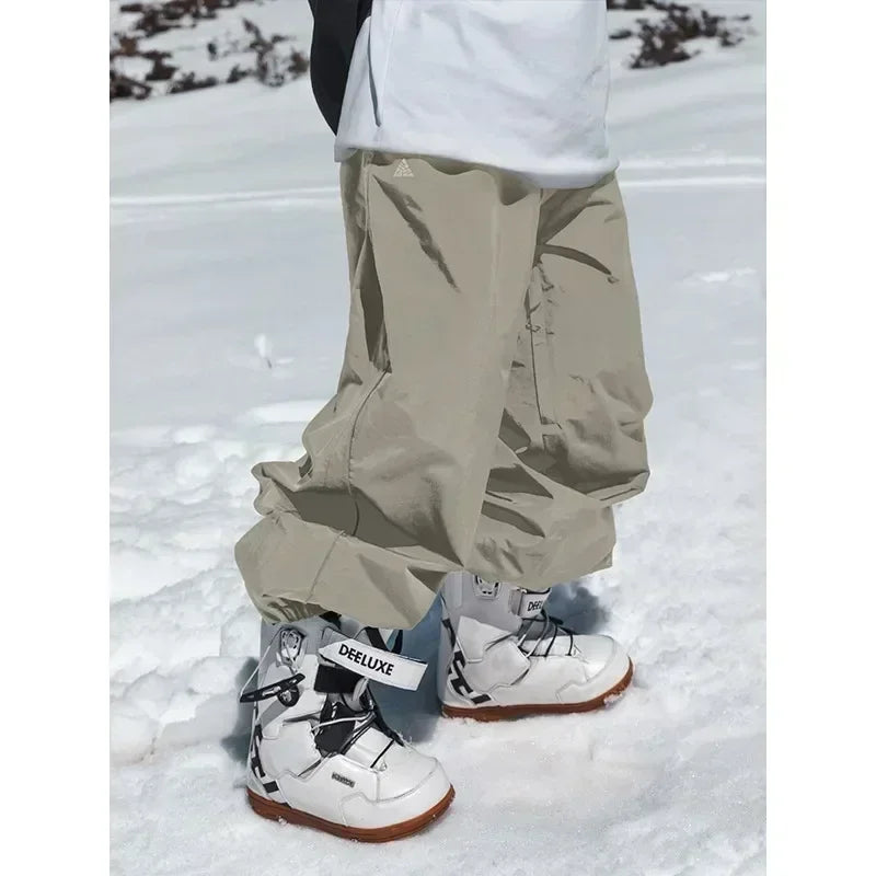 Waterproof Ski Pants High-Waist Wide-Leg Wear-Resistant Snow Trousers