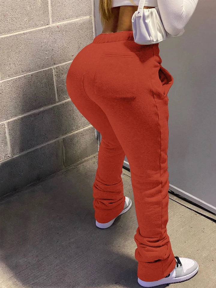 Women’s Stacked Fleece Leggings – High-Waist Winter Flare Active Pants