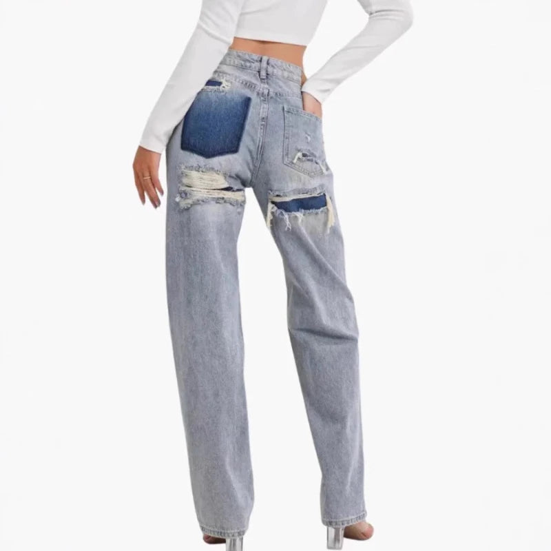 Women’s High-Waist Straight Jeans Wide-Leg Y2K Casual Denim Pants