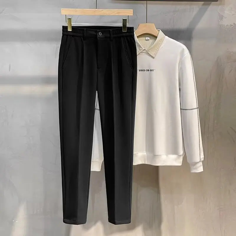 Men’s Wool Straight-Leg Pants – Autumn/Winter Korean Style Casual TrousersMen’s Wool Straight-Leg Pants – Autumn/Winter Korean Style Casual Trousers