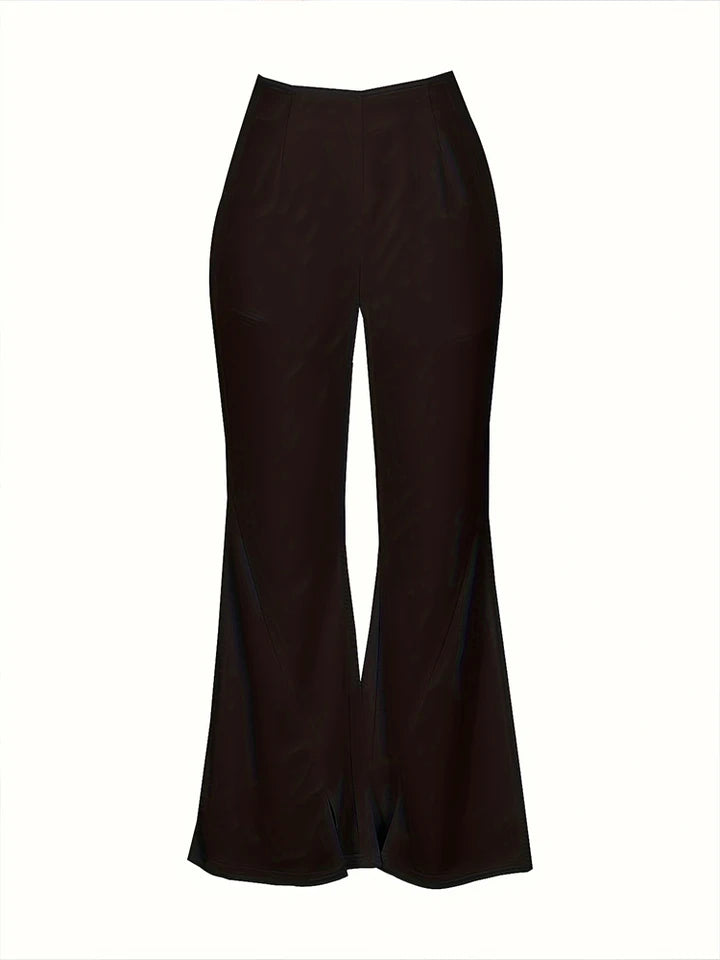 Women’s Plus-Size Flared Pants – High-Waist Slit Yoga Pants 80s Style
