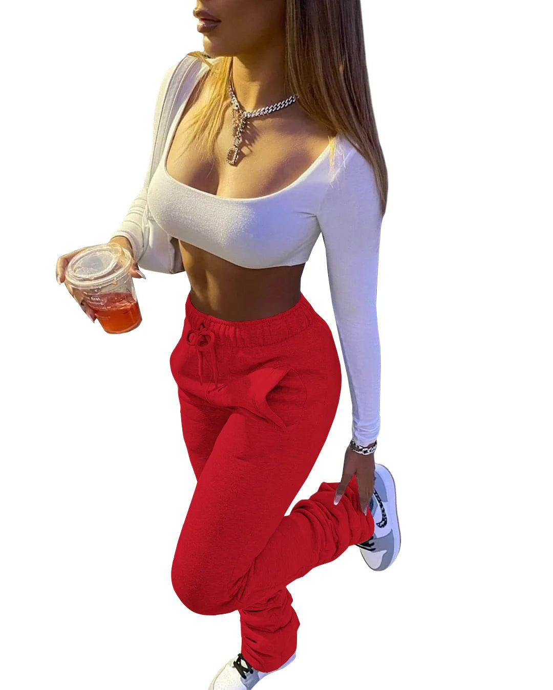 Women’s Stacked Fleece Leggings – High-Waist Winter Flare Active Pants