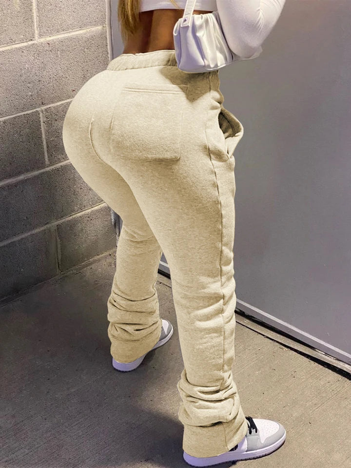 Women’s Stacked Fleece Leggings – High-Waist Winter Flare Active Pants