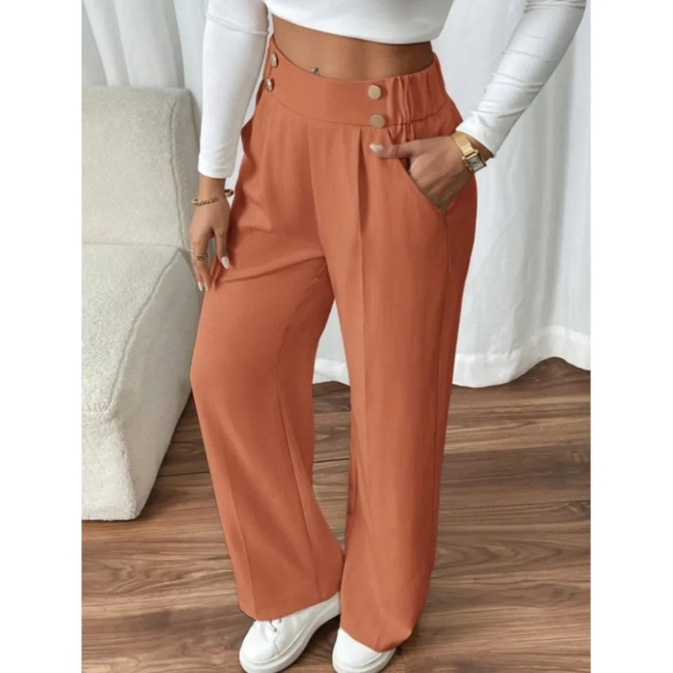 Women’s High-Waist Straight Trousers – Casual Office Long Pants 2025