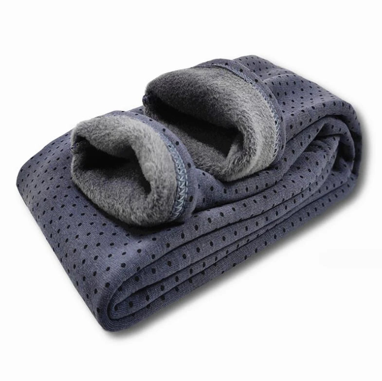 Girls’ Velvet Leggings – Warm Winter Stretch Pants with Dots, Elastic Waist