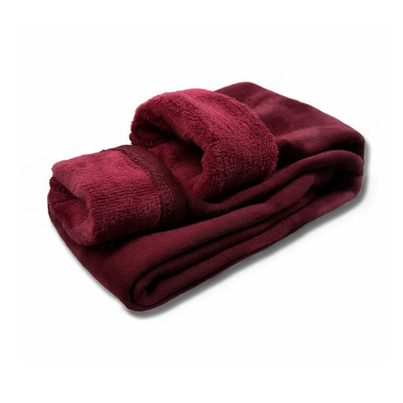 Girls’ Velvet Leggings – Warm Winter Stretch Pants with Dots, Elastic Waist