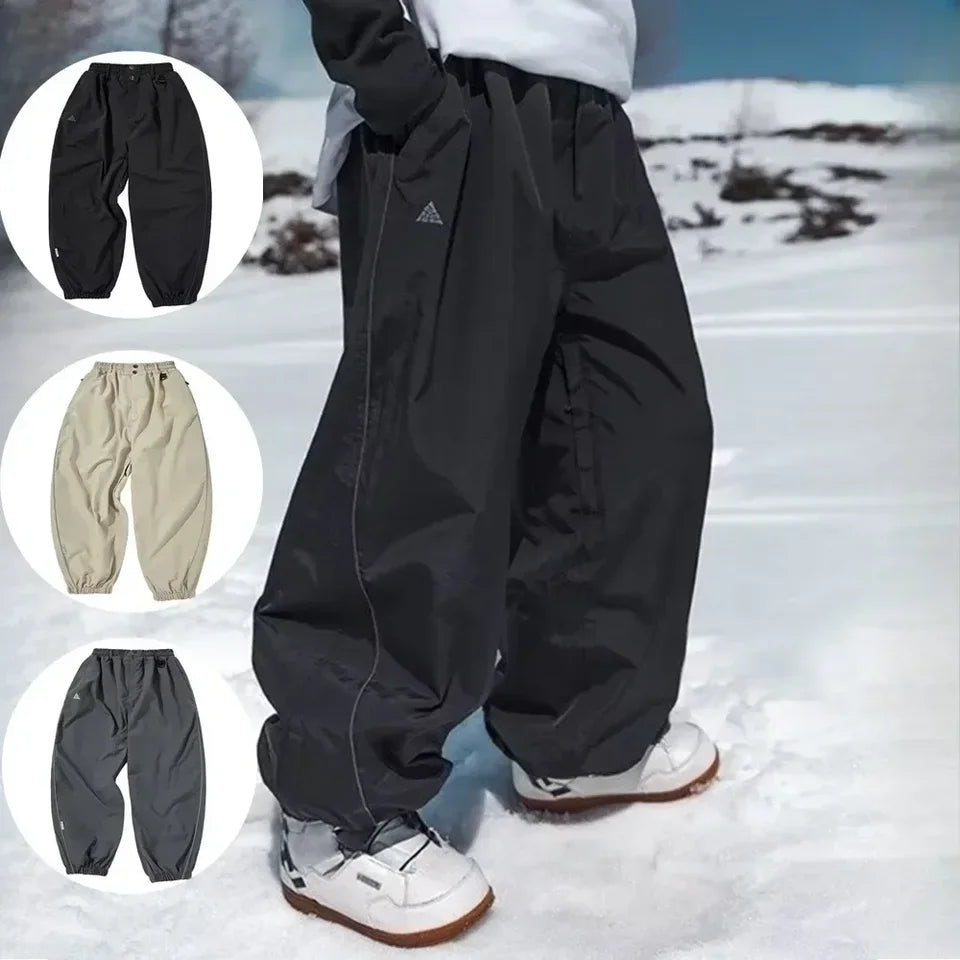 Waterproof Ski Pants High-Waist Wide-Leg Wear-Resistant Snow Trousers