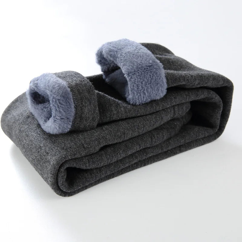 Girls’ Velvet Leggings – Warm Winter Stretch Pants with Dots, Elastic Waist