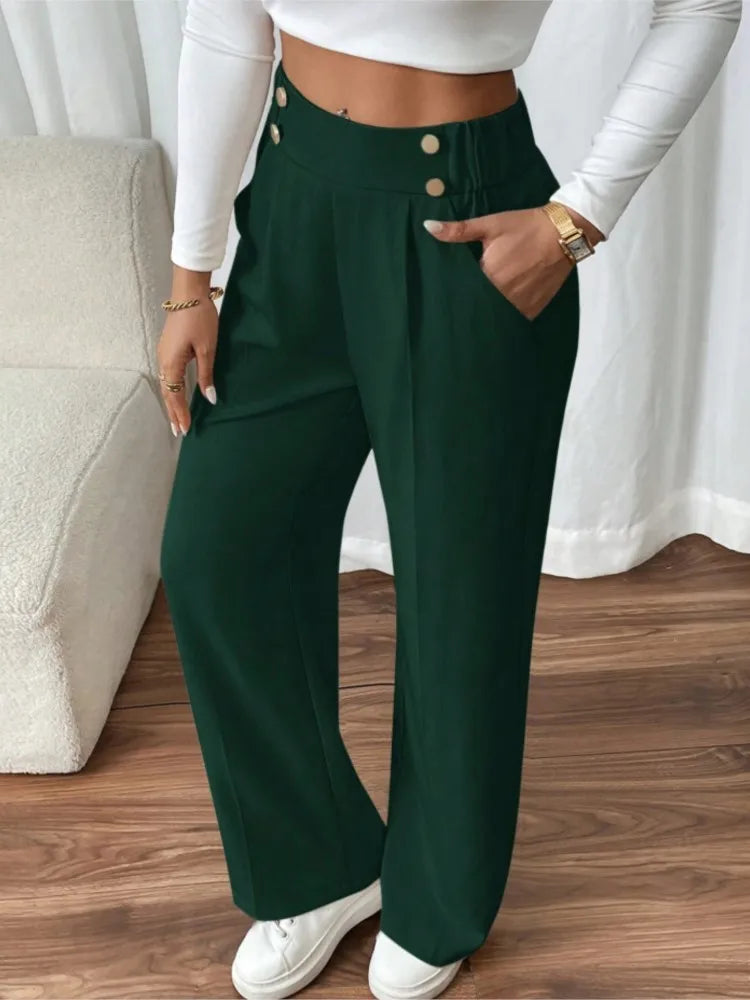 Women’s High-Waist Straight Trousers – Casual Office Long Pants 2025