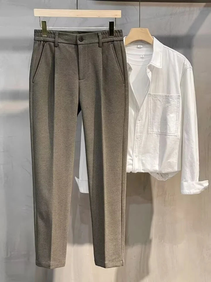 Men’s Wool Straight-Leg Pants – Autumn/Winter Korean Style Casual TrousersMen’s Wool Straight-Leg Pants – Autumn/Winter Korean Style Casual Trousers