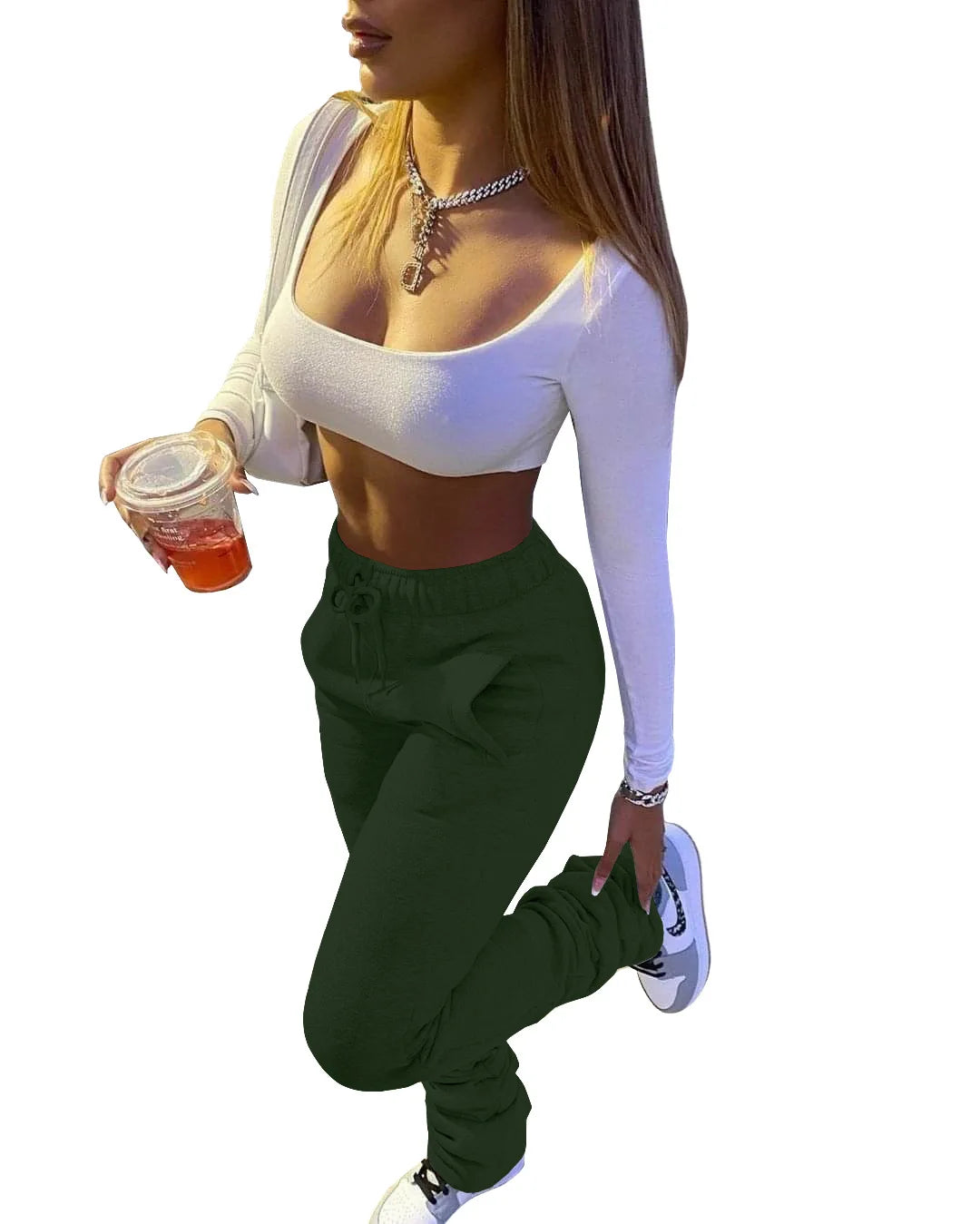 Women’s Stacked Fleece Leggings – High-Waist Winter Flare Active Pants