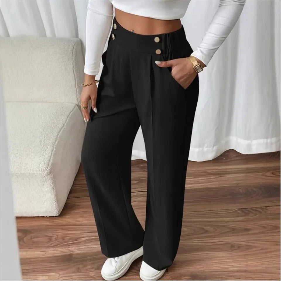 Women’s High-Waist Straight Trousers – Casual Office Long Pants 2025