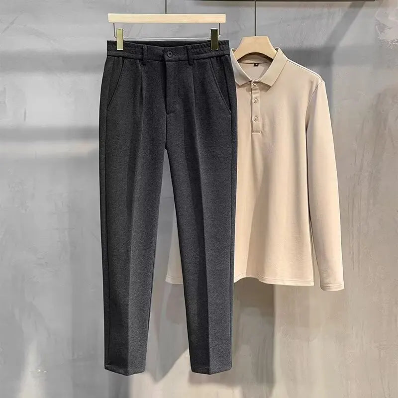 Men’s Wool Straight-Leg Pants – Autumn/Winter Korean Style Casual TrousersMen’s Wool Straight-Leg Pants – Autumn/Winter Korean Style Casual Trousers