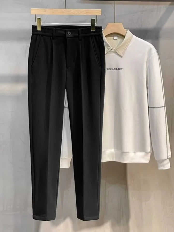 Men’s Wool Straight-Leg Pants – Autumn/Winter Korean Style Casual TrousersMen’s Wool Straight-Leg Pants – Autumn/Winter Korean Style Casual Trousers