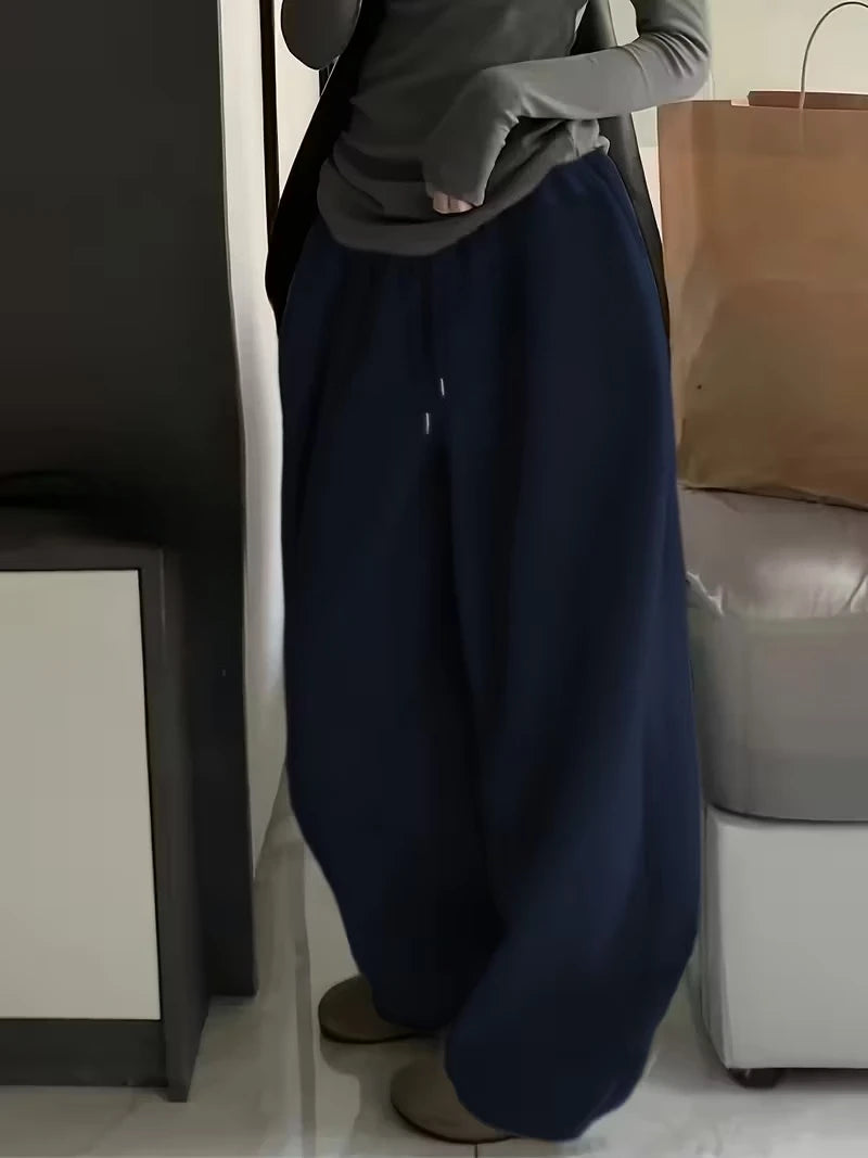 Unisex Oversized Jogger Sweatpants  Wide-Leg Drawstring Casual Pants