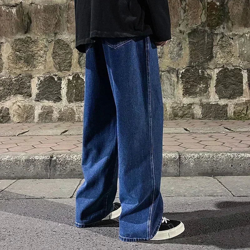 Men’s Loose Streetwear Jeans 2025 – Korean Style Wide-Leg Straight Pants