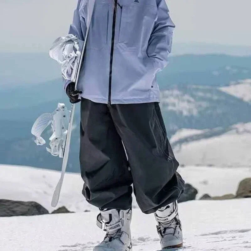 Waterproof Ski Pants High-Waist Wide-Leg Wear-Resistant Snow Trousers