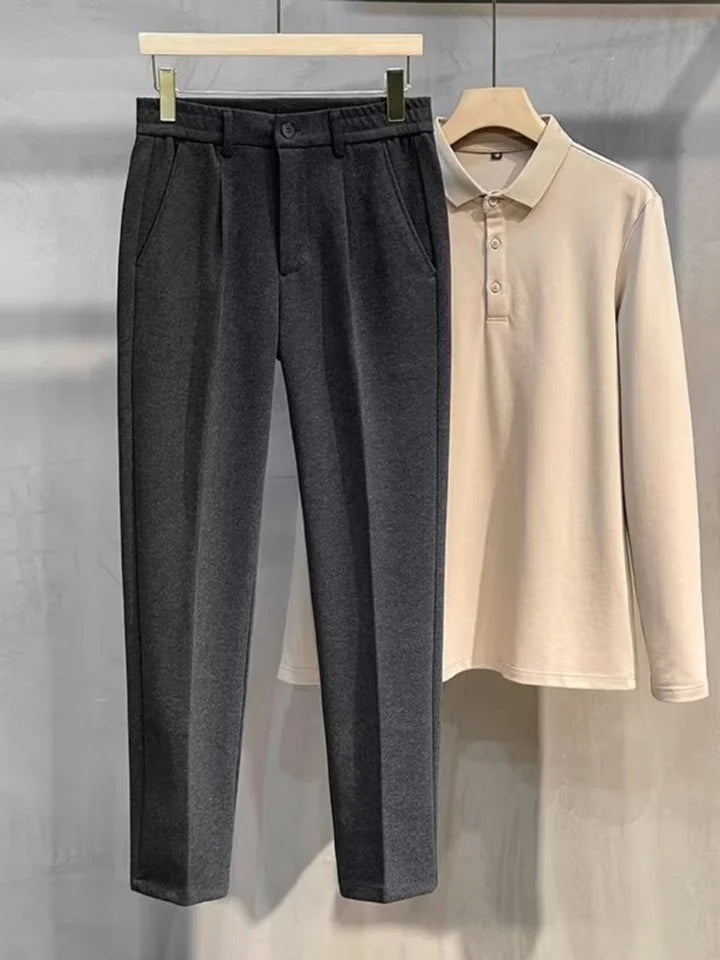 Men’s Wool Straight-Leg Pants – Autumn/Winter Korean Style Casual TrousersMen’s Wool Straight-Leg Pants – Autumn/Winter Korean Style Casual Trousers