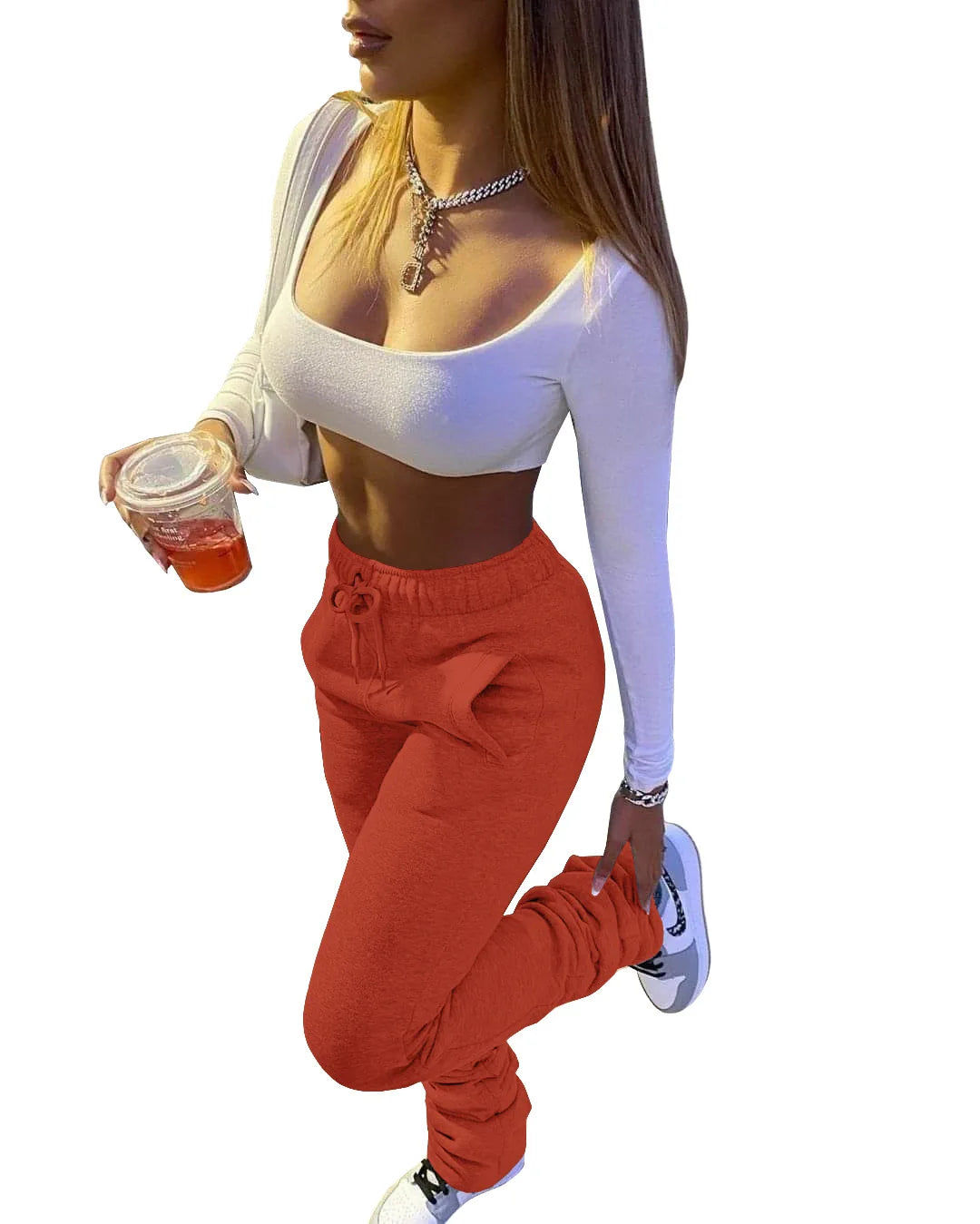 Women’s Stacked Fleece Leggings – High-Waist Winter Flare Active Pants