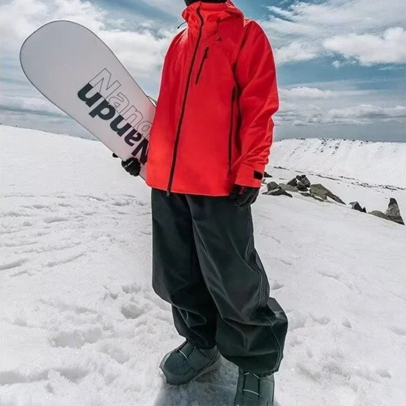 Waterproof Ski Pants High-Waist Wide-Leg Wear-Resistant Snow Trousers