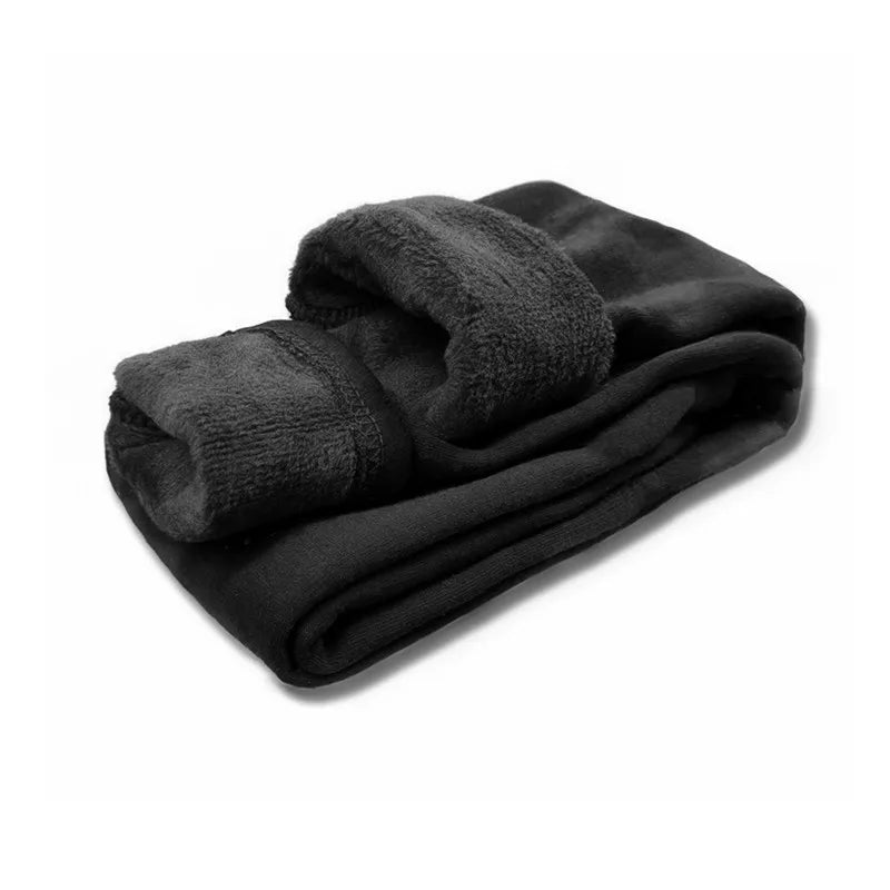 Girls’ Velvet Leggings – Warm Winter Stretch Pants with Dots, Elastic Waist