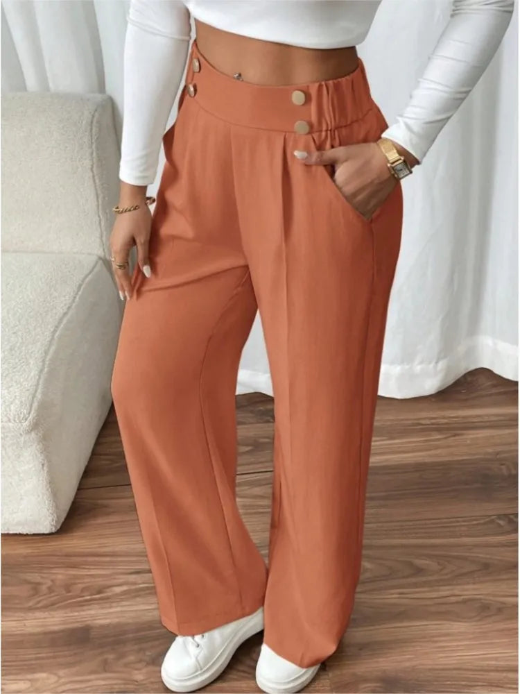 Women’s High-Waist Straight Trousers – Casual Office Long Pants 2025