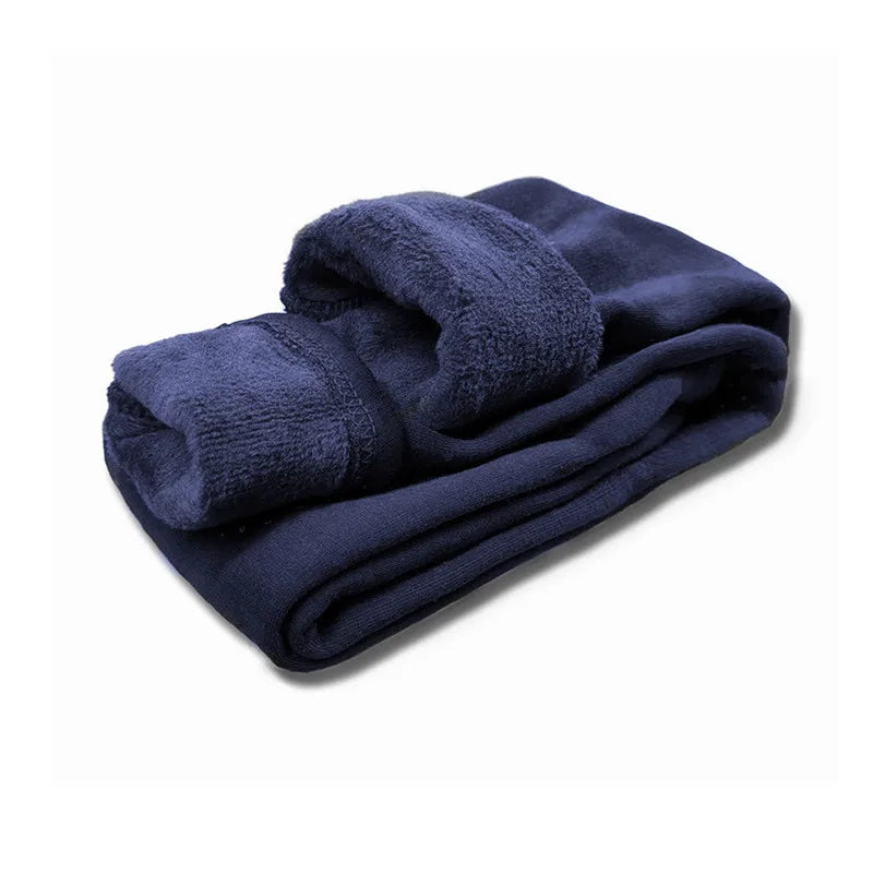 Girls’ Velvet Leggings – Warm Winter Stretch Pants with Dots, Elastic Waist