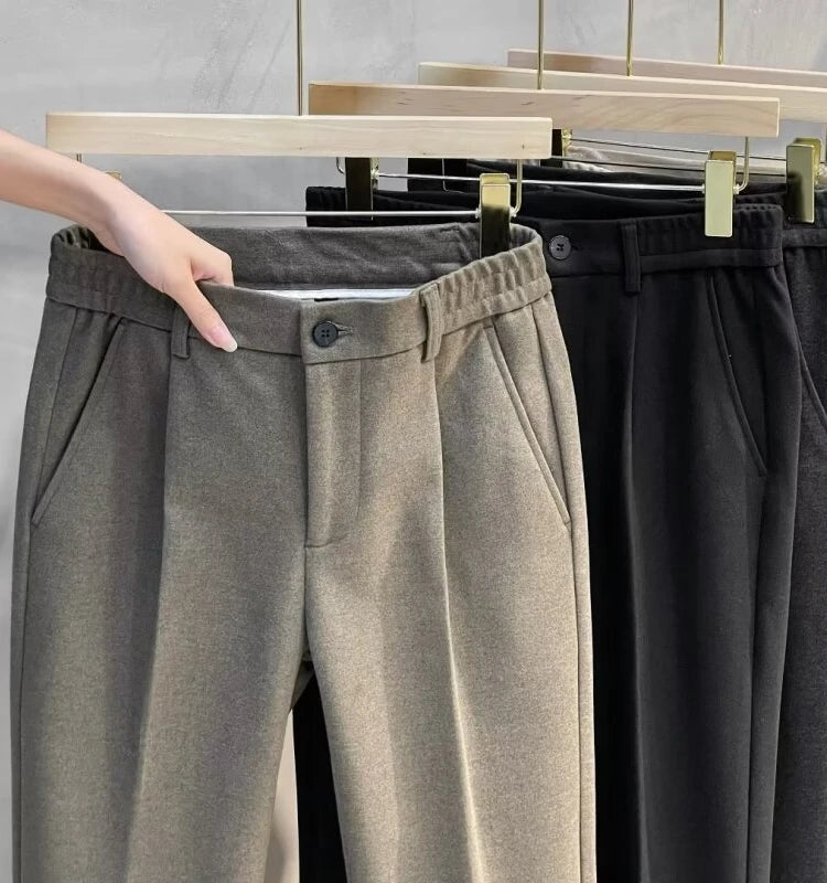 Men’s Wool Straight-Leg Pants – Autumn/Winter Korean Style Casual TrousersMen’s Wool Straight-Leg Pants – Autumn/Winter Korean Style Casual Trousers