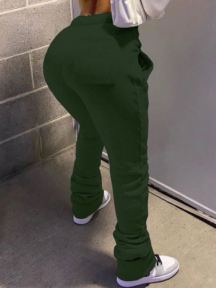 Women’s Stacked Fleece Leggings – High-Waist Winter Flare Active Pants