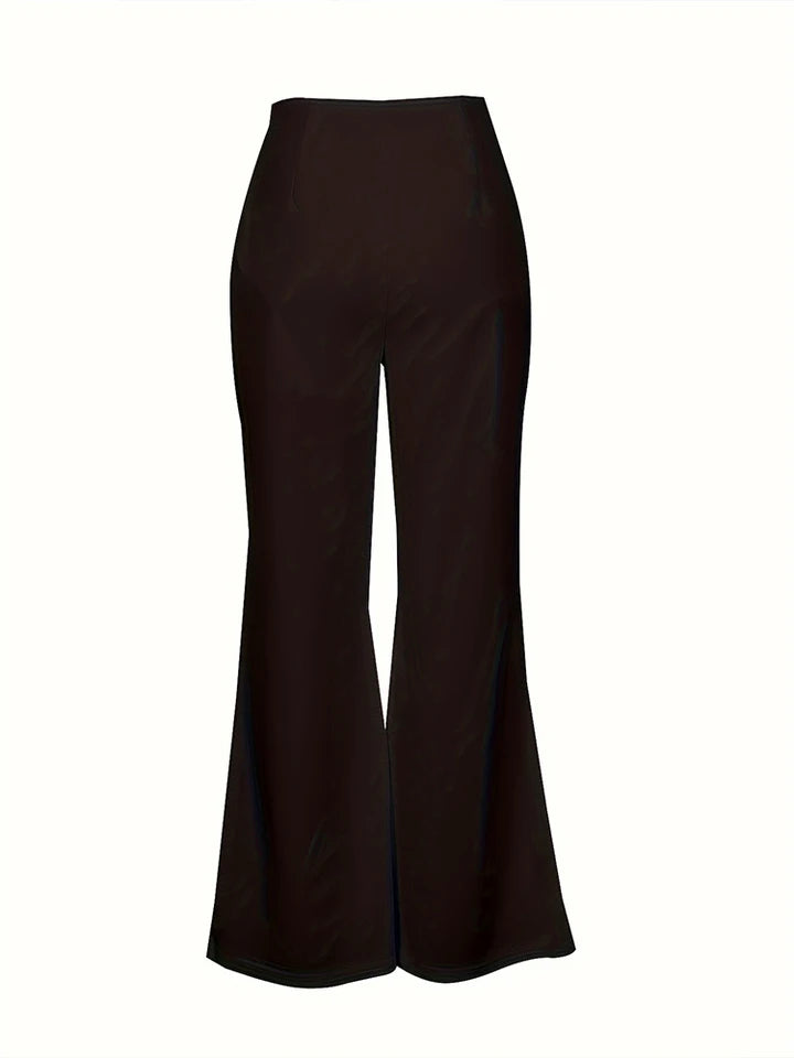 Women’s Plus-Size Flared Pants – High-Waist Slit Yoga Pants 80s Style