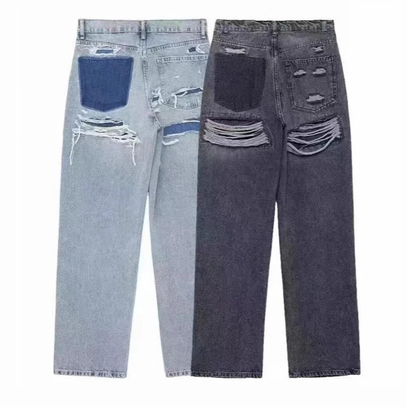 Women’s High-Waist Straight Jeans Wide-Leg Y2K Casual Denim Pants