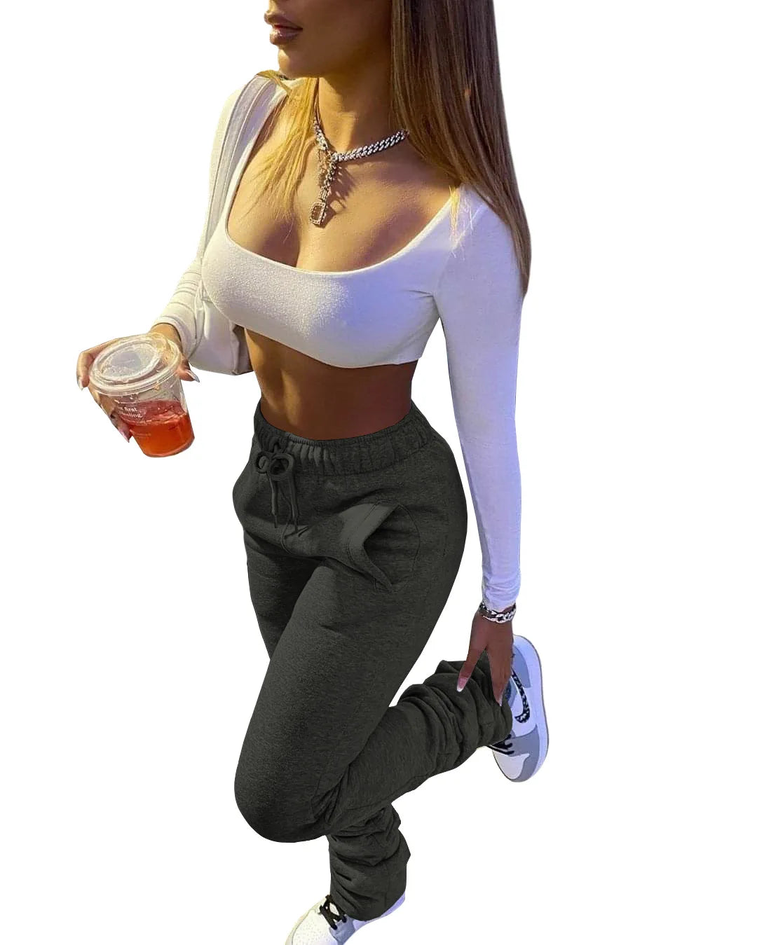 Women’s Stacked Fleece Leggings – High-Waist Winter Flare Active Pants