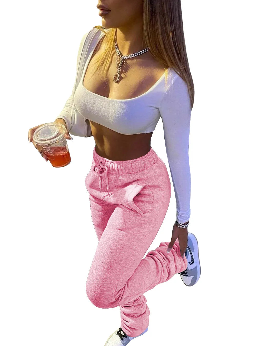 Women’s Stacked Fleece Leggings – High-Waist Winter Flare Active Pants