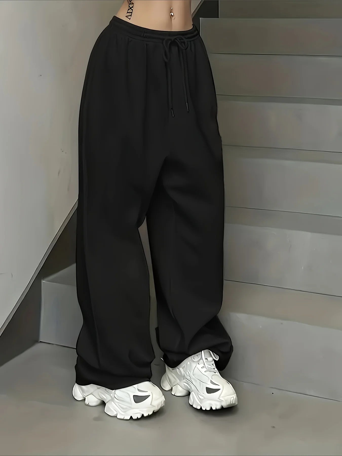 Unisex Oversized Jogger Sweatpants  Wide-Leg Drawstring Casual Pants