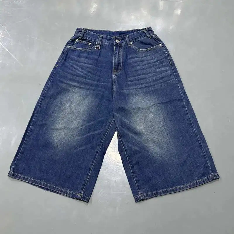 Men’s Washed Denim Pants  Loose Straight Wide-Leg Casual Jeans
