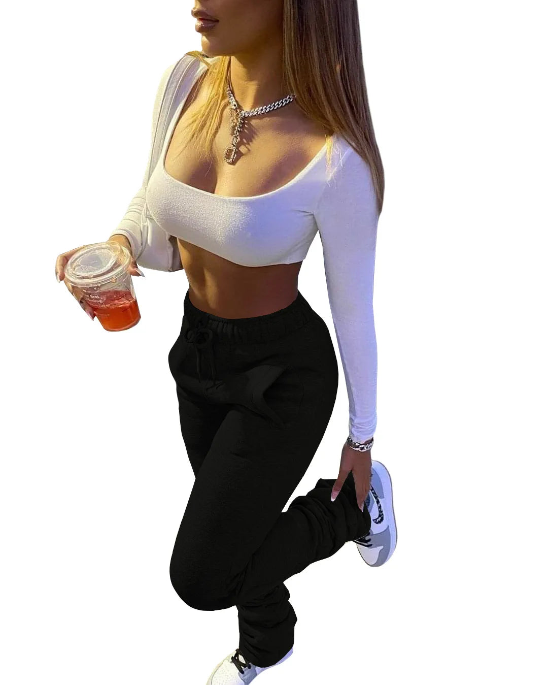 Women’s Stacked Fleece Leggings – High-Waist Winter Flare Active Pants