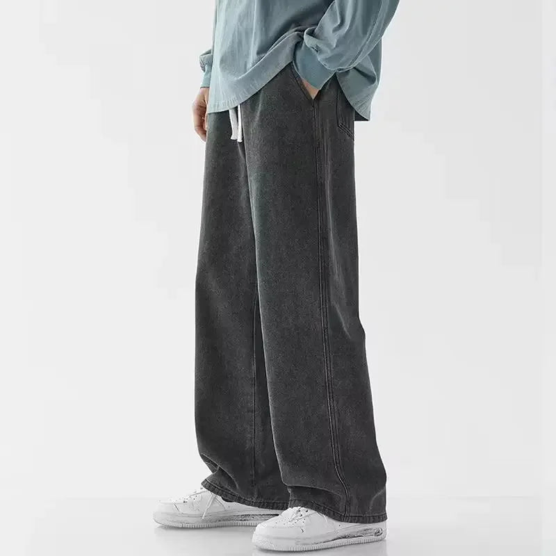 Men’s Oversized Baggy Jeans Loose Straight Y2K Wide-Leg Denim Pants